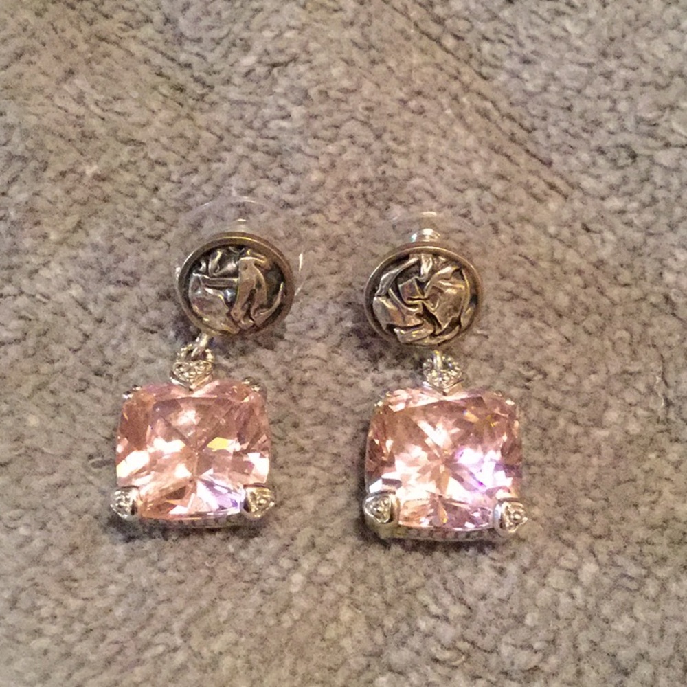 Pink and silver crystal earrings